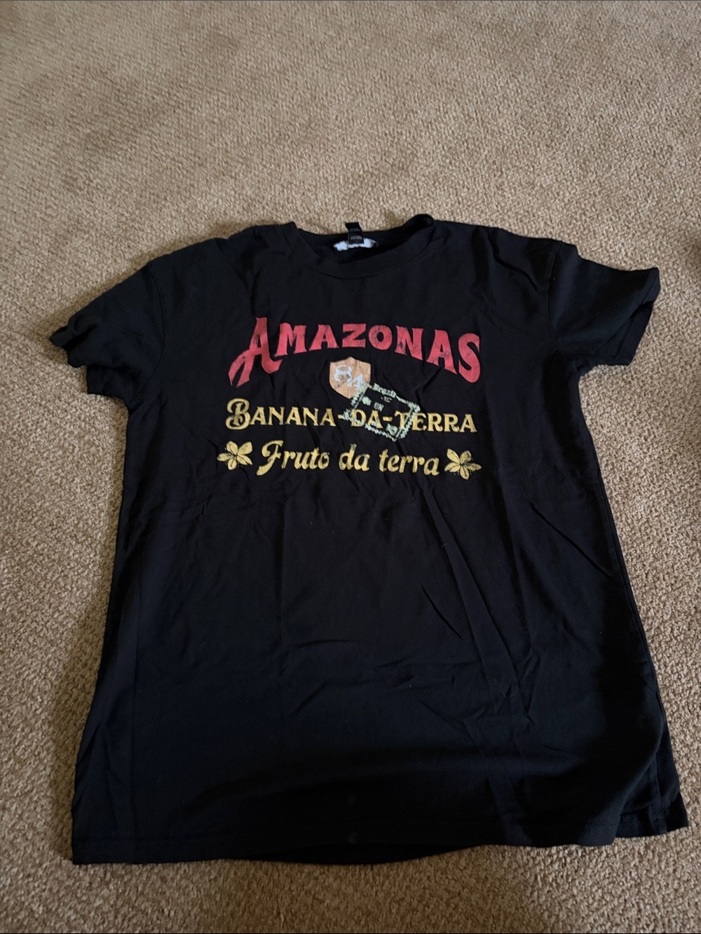 Forever 21 Black 'Amazonas' Graphic Tee with Red and Yellow Print